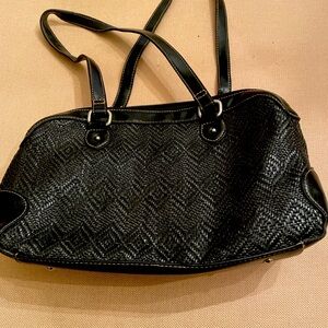 Elegant Black Woven Handbag